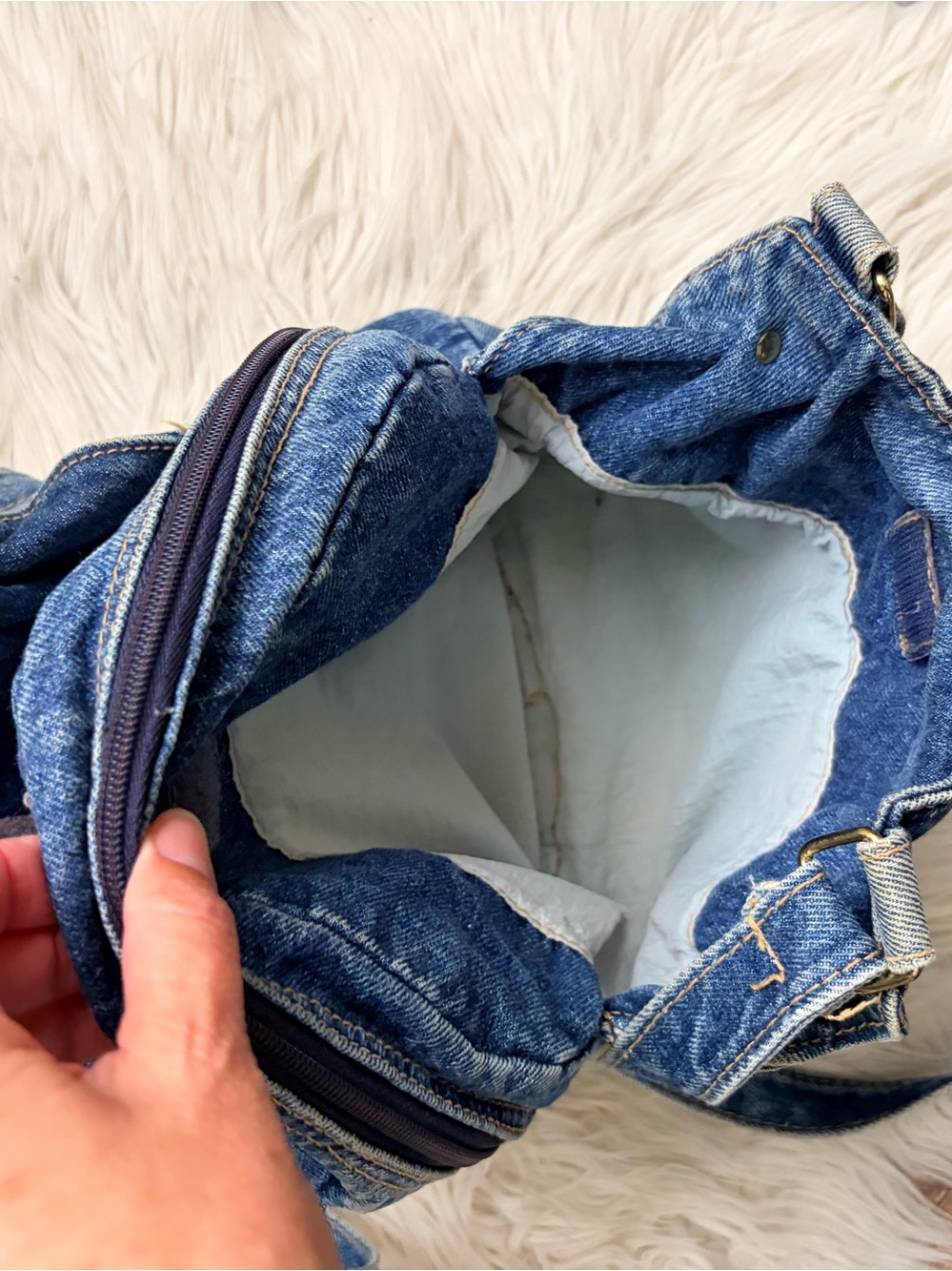 Denim Shoulder Bag - Blue Women's Tote - Picture 10 of 17